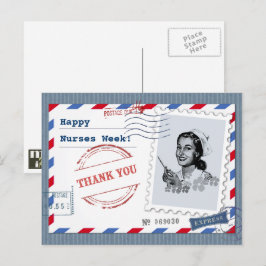 Cartão Postal Feliz Semana das Enfermeiras. Enfermeiro Retro