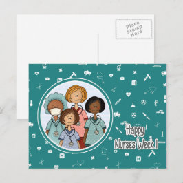 Cartão Postal Feliz Semana das Enfermeiras. Grupo de Enfermeiros