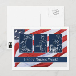 Cartão Postal Feliz Semana das Enfermeiras. Patriótico dos EUA