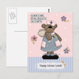 Cartão Postal Feliz Semana das Enfermeiras. Urso de Corda