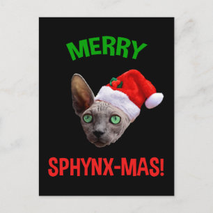 Cartão Postal Feliz Sphynx-Mas Engraçado Natal Esphynx Cat Lover