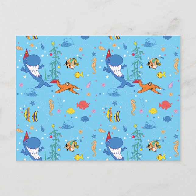 Cartão Postal Feliz Tubarão de Natal (Frente)
