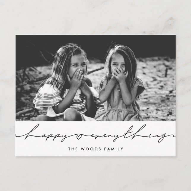 Cartão Postal Feliz tudo Foto de Feriado manuscrito moderno (Frente)