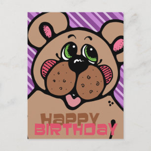 Cartão Postal Feliz Urso de Aniversário