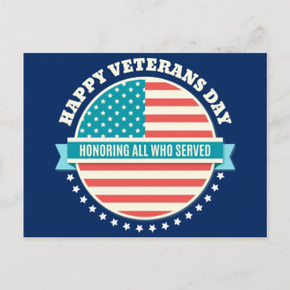 Cartão Postal Feliz Veterano Dia dos EUA bandeira azul escura