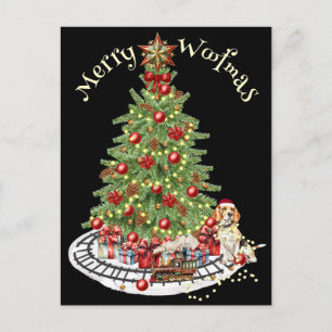 Cartão Postal Feliz Woofmas Design de Cachorro - Beagle