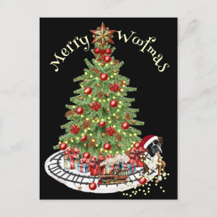 Cartão Postal Feliz Woofmas Design de Cachorro - Boxer