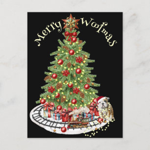 Cartão Postal Feliz Woofmas Design de Cachorro - Bulldog Inglês