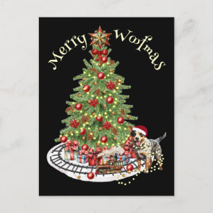 Cartão Postal Feliz Woofmas Design de Cachorro - Cão de Gado Aus