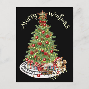 Cartão Postal Feliz Woofmas Design de Cachorro - Chihuahua