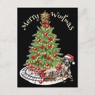 Cartão Postal Feliz Woofmas Design de Cachorro - Grande Danês