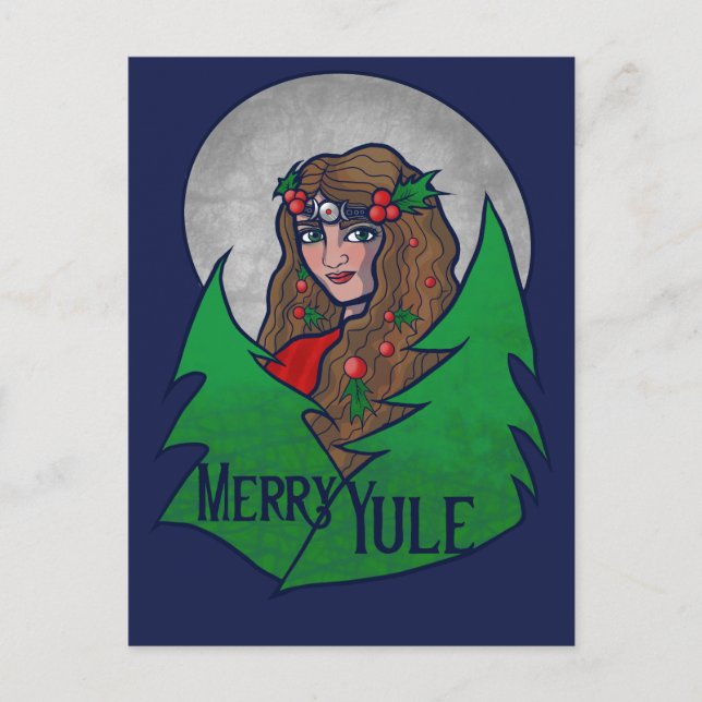 Cartão Postal Feliz Yule Goddess Art (Frente)