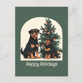 Cartão Postal Felizes Cães Rottweiler Feriados