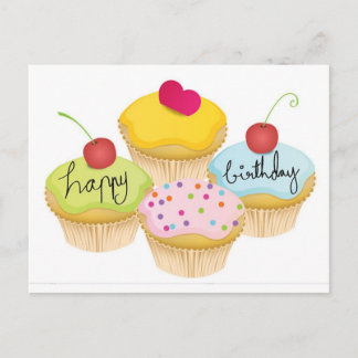 Cartão Postal Felizes Cupcakes de aniversário