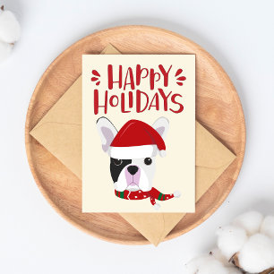 Cartão Postal Felizes Feriados - Bom Natal para o Buldogue Franc