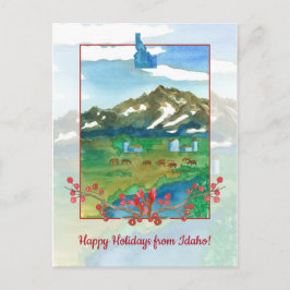 Cartão Postal Felizes Feriados das Vacas Rancheiras de Idaho