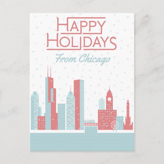 Cartão Postal Felizes feriados de Chicago (Frente)