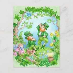 Cartão Postal Felizes Leprechauns