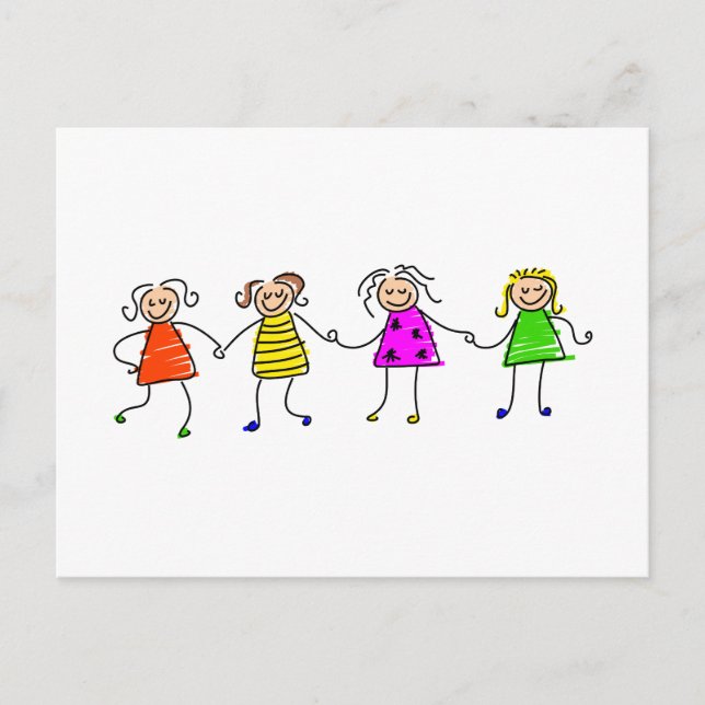 Cartão Postal Felizes Meninas (Frente)