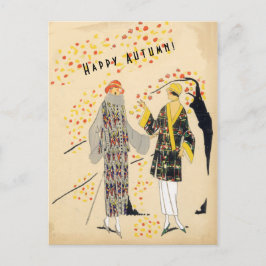 Cartão Postal Felizes Modas de Flapper de outono