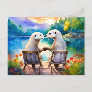 Cartão Postal Felizes por termos cada lontra