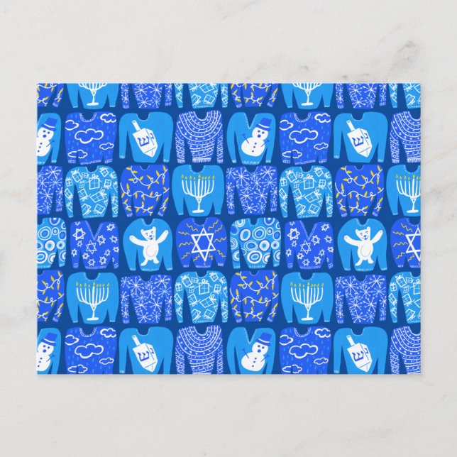 Cartão Postal FELIZMENTE HOLIDAYS Engraçada Ugly Hannukah Sweatt (Frente)