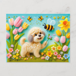 Cartão Postal Feltron Dog com Primavera Blossomo