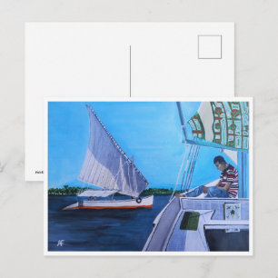 Cartão Postal Feluccas no Nilo Pintura de Alfred Fox