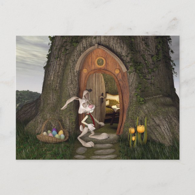 Cartão Postal Felz pascoa - A Casa do Coelho (Frente)