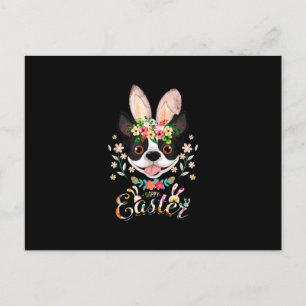 Cartão Postal felz pascoa Bunny Boston Terrier amadurece no lest