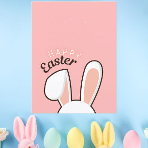 Cartão Postal Felz pascoa Bunny Ears Rosa