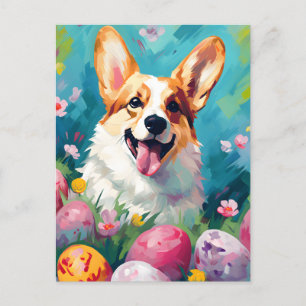 Cartão Postal Felz pascoa Corgi