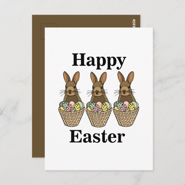 Cartão Postal Felz pascoa de coelhão de ovos de felz pascoa (Frente/Verso)