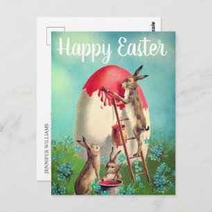 Cartão Postal Felz pascoa de Ovos de Páscoa para Pintura de Bunn