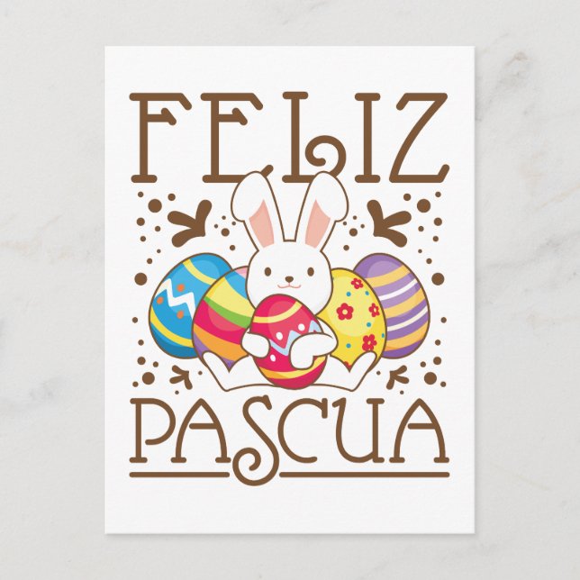 Cartão Postal Felz pascoa Feliz Pascua espanhol (Frente)