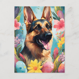 Cartão Postal Felz pascoa german shepherd
