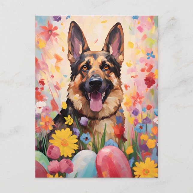 Cartão Postal Felz pascoa german shepherd (Frente)