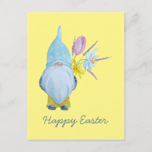 Cartão Postal Felz pascoa Gnomo primavera