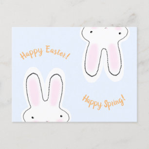 Cartão Postal Felz pascoa Happy Primavera script fofo bunny dive