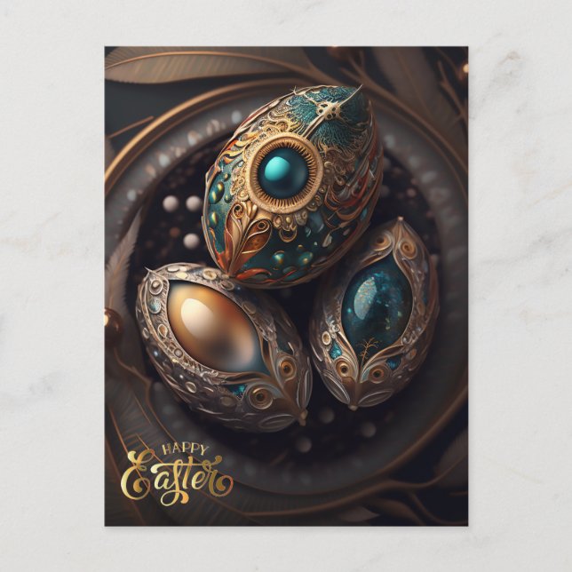 Cartão Postal Felz pascoa. Ovos de Páscoa mágicos (Frente)