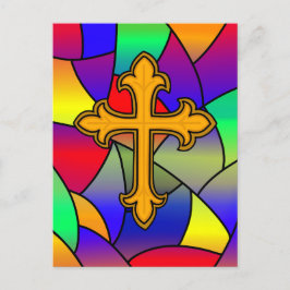 Cartão Postal Felz pascoa | Vidro e cruz entrançados