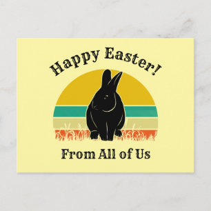 Cartão Postal felz pascoa Vintage Sunset Bunny Silhouette