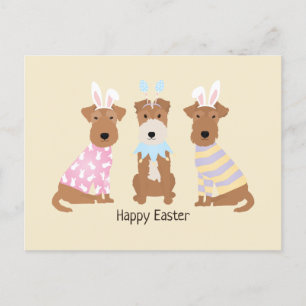 Cartão Postal Felz pascoa Welsh Terrier Dogs