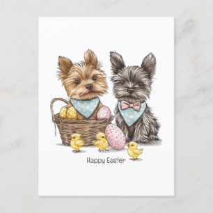 Cartão Postal Felz pascoa Yorkshire Terrier Dogs