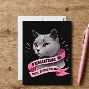 Cartão Postal Feminismo é Para Todos Pró-Feminismo Pró-Gatos