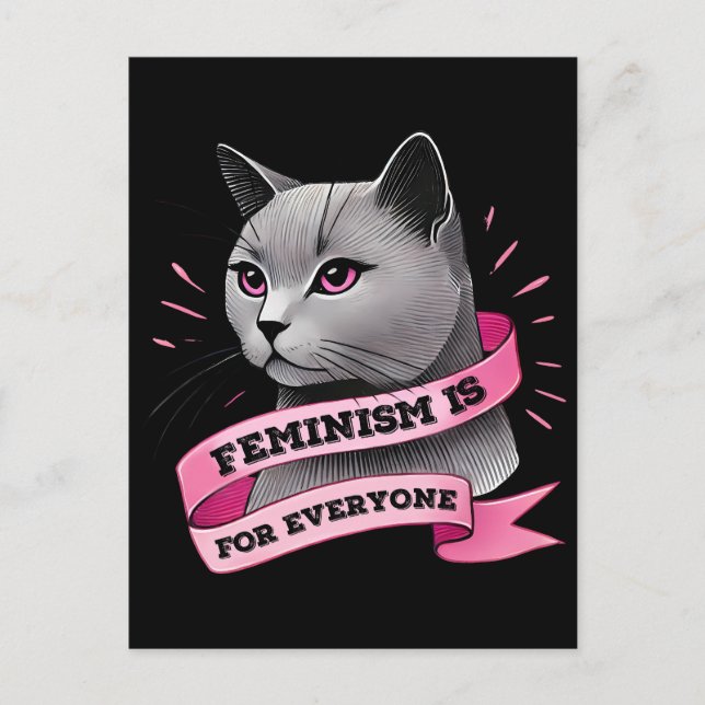 Cartão Postal Feminismo É Para Todos Um Gato Pro Feminismo (Frente)