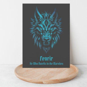 Cartão Postal Fenir Fenris lobo nórdico cara azul