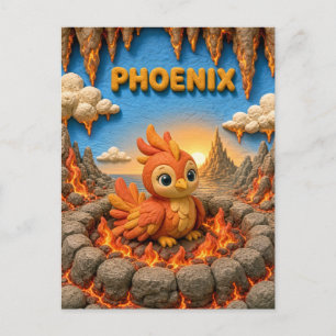 Cartão Postal Fenix Bebê Fofo, Mitológico