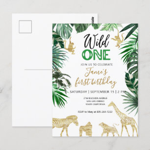 Cartão Postal Fera 1º aniversário Safari