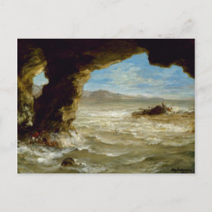 Cartão Postal Ferdinand Delacroix Vintage Shipreck na costa